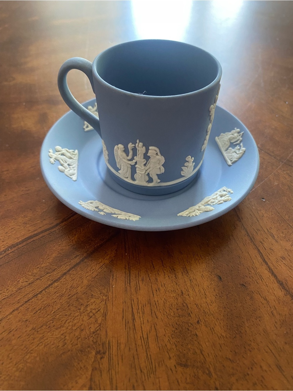Vintage Blue Wedgwood Jasperware Demitasse Cup & Saucer Made in England